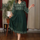 Bottle green bandhani gathered  slub silk dress with coin and stone embellishments