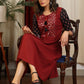 Exclusive maroon and black ajrakh combination dress with mirror embroidery