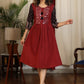Exclusive maroon and black ajrakh combination dress with mirror embroidery