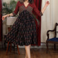 Beautiful V neck black and maroon ajrakh combination gathered dress
