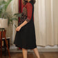 Beautiful V neck black and maroon ajrakh combination gathered dress