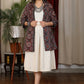 Plain ivory gathered dress paired with handblock ajrakh gypsy shirt