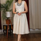 Plain ivory gathered dress paired with handblock ajrakh gypsy shirt