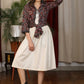 Plain ivory gathered dress paired with handblock ajrakh gypsy shirt