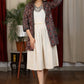 Plain ivory gathered dress paired with handblock ajrakh gypsy shirt