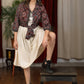 Plain ivory gathered dress paired with handblock ajrakh gypsy shirt