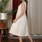 Plain ivory gathered dress paired with handblock ajrakh gypsy shirt