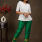 Green cotton silk narrow pant with banarasi border