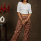 Elegant chanderi Boroque print wide leg straight fit pant