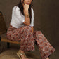 Elegant chanderi Boroque print wide leg straight fit pant
