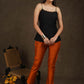 Smart casual rust cotton silk narrow fitted trouser