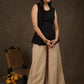 Elegant beige cotton silk wide leg palazzo pant