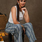 Classy indigo with stripes combination wide leg palazzo pant