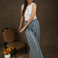 Classy indigo with stripes combination wide leg palazzo pant