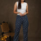Classy printed indigo straight fit trouser