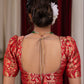 Exclusive scarlet red banrasi blouse with puff sleeves