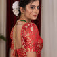 Exclusive scarlet red banrasi blouse with puff sleeves