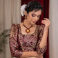 Beautiful mahogany banarasi blouse with puff 3/4 sleeves