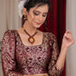 Beautiful mahogany banarasi blouse with puff 3/4 sleeves
