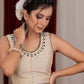 Ivory cotton silk blouse with beautiful machine embroidery