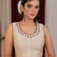 Ivory cotton silk blouse with beautiful machine embroidery