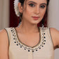 Ivory cotton silk blouse with beautiful machine embroidery