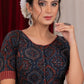 Beautiful navy and maroon ajrakh blouse with stripes combination