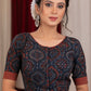 Beautiful navy and maroon ajrakh blouse with stripes combination