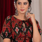Beautiful black and red ikat combination puff sleeve blouse