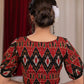Beautiful black and red ikat combination puff sleeve blouse