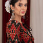 Beautiful black and red ikat combination puff sleeve blouse