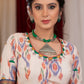 Ivory multicolor ikat blouse with colorful sparrow embroidery on back