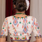 Ivory multicolor ikat blouse with colorful sparrow embroidery on back