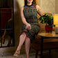 Iconic Black A-Line Cotton Dress with Chevron & Tribal Hand Block Print