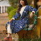 Indigo Statement Kurta with Intricate Hakoba Panel and Delicate Mirror Work