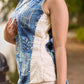 Indigo Abstract Printed Kurta with Side Cut Panels, Hakoba Inserts and Pearl Embellishments