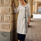 Minimal White Straight Kurta with Monochrome Printed Angrakha Panel & Printed Cuffs