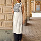 Elegant Off-White Rayon Sleeveless Kurta with Contrast Black Floral Embroidered Yoke Panel