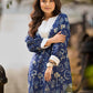 Indigo Statement Kurta with Intricate Hakoba Panel and Delicate Mirror Work