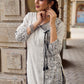 Minimal White Straight Kurta with Monochrome Printed Angrakha Panel & Printed Cuffs