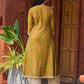 Exquisite yellow Bandhani printed kurta with a delicate off-white tissue overlay and refined accents.