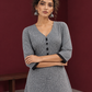 Classic Grey Ikat Checked Cotton Kurta with Black Lace Trim Sleeves and Asymmetric Button Placket — styled view