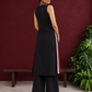Classic Black Cotton Kurta with Maroon Polka Dot Triangle Panel & Crochet Lace Trim — back view