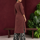 Rustic Brown Cotton Kurta with Round Neck — back view