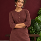 Rustic Brown Cotton Kurta with Round Neck — styled view