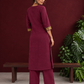 Elegant Maroon Silk Kurta with Contrast Golden Zari Border Placket & Coordinated Sleeve Cuffs — back view
