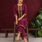 Elegant Maroon Silk Kurta with Contrast Golden Zari Border Placket & Coordinated Sleeve Cuffs — seated