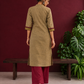 Elegant Gold Cotton-Silk Straight Kurta with Traditional Border Detailing — back view