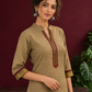 Elegant Gold Cotton-Silk Straight Kurta with Traditional Border Detailing — styled view