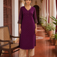 Elegant Purple Chanderi Kurta with Gold Foil Booti Print, hand embroidered Cuffs